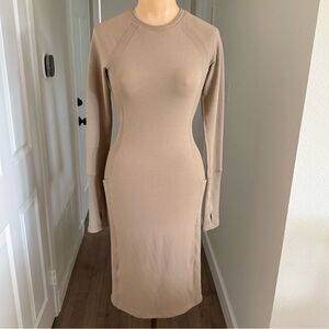 Lululemon Om and On Athletic Slim Fitting Midi Dress Sandlot Beige Size XXS